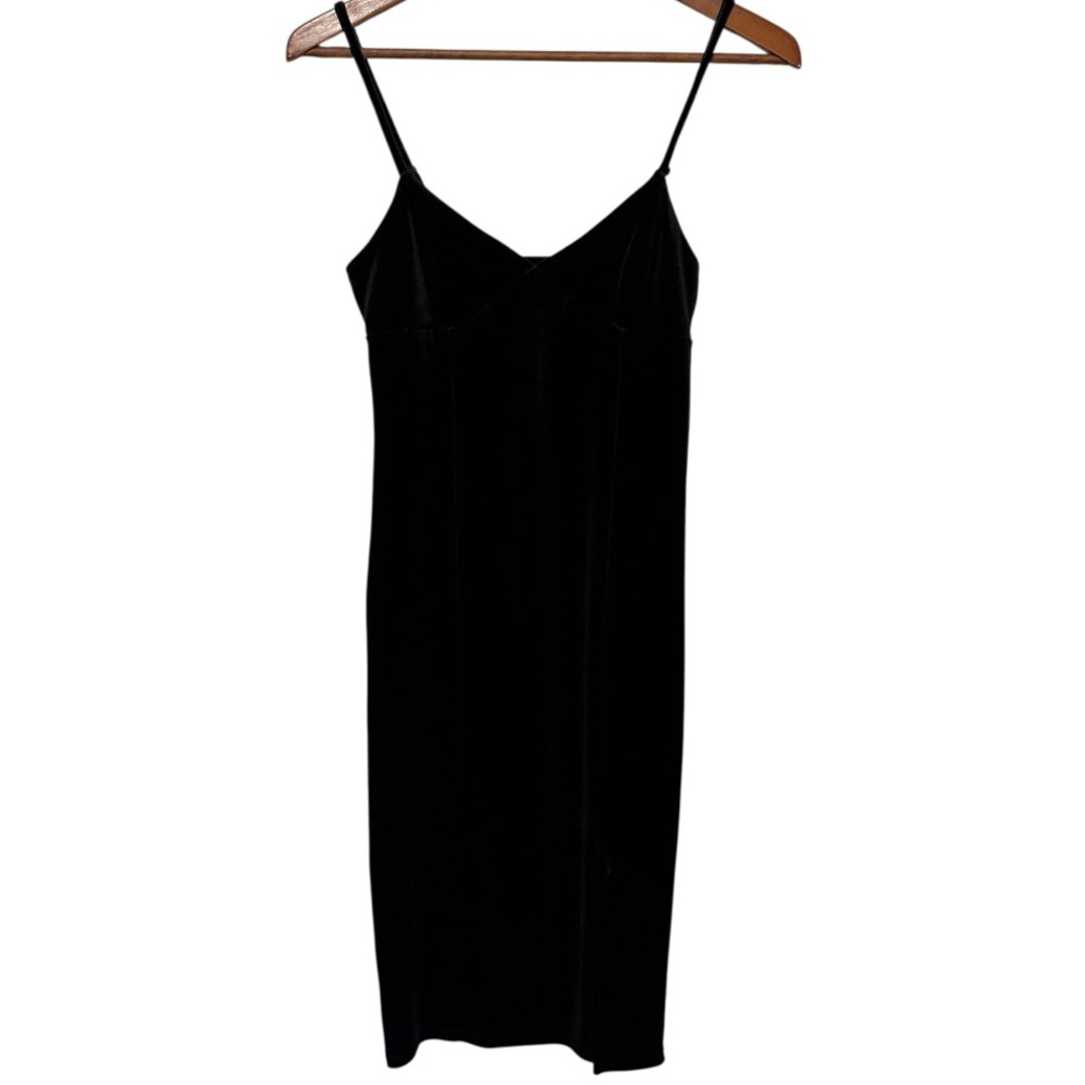 Forever 21 Y2K Babydoll Velvet Midi Slip Dress Women’s Medium Black Whimsigoth